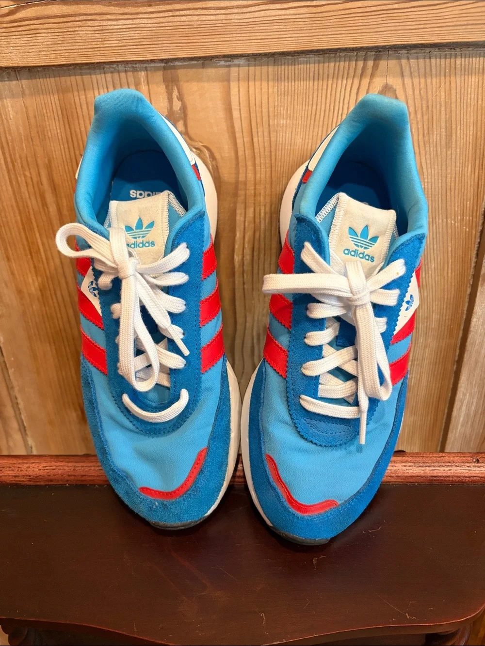 adidas Blue and Red Retro Trainer Sneakers